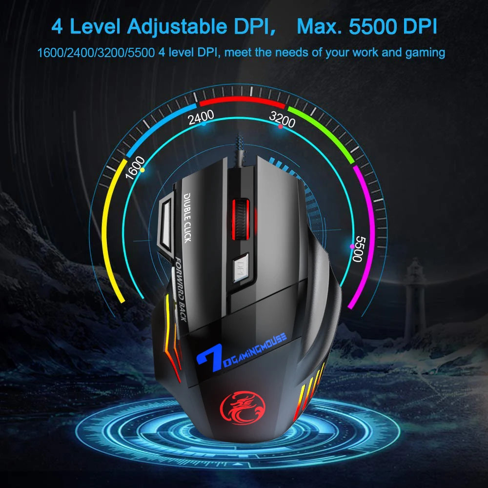 7 Button 5500DPI Wired Gaming Mouse