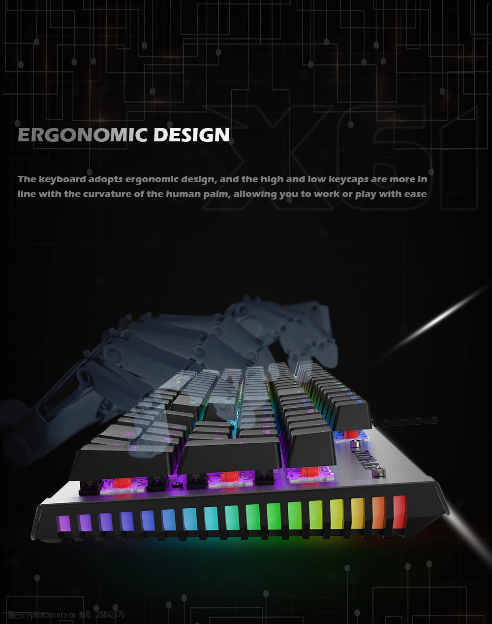 RGB Mix Backlit 87 104 Anti-ghosting Wired Gaming Keyboard