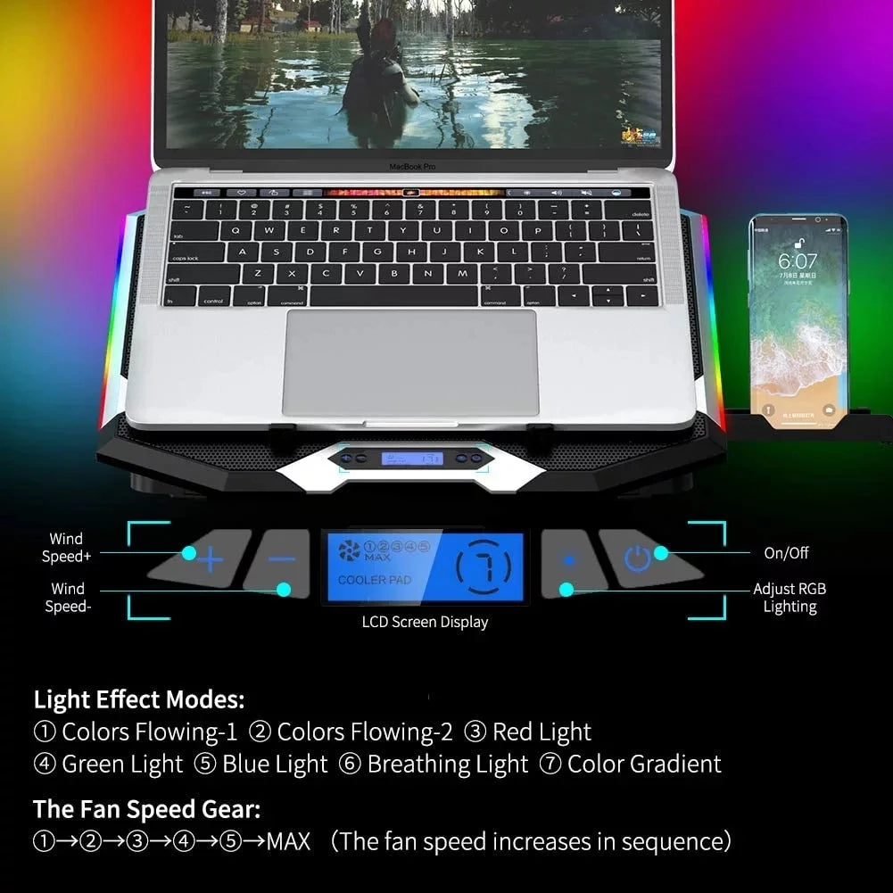 RGB Adjustable Laptop Cooler