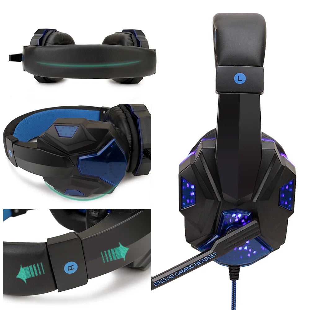 Professional LED Light Wired Gaming Headphones With Microphone