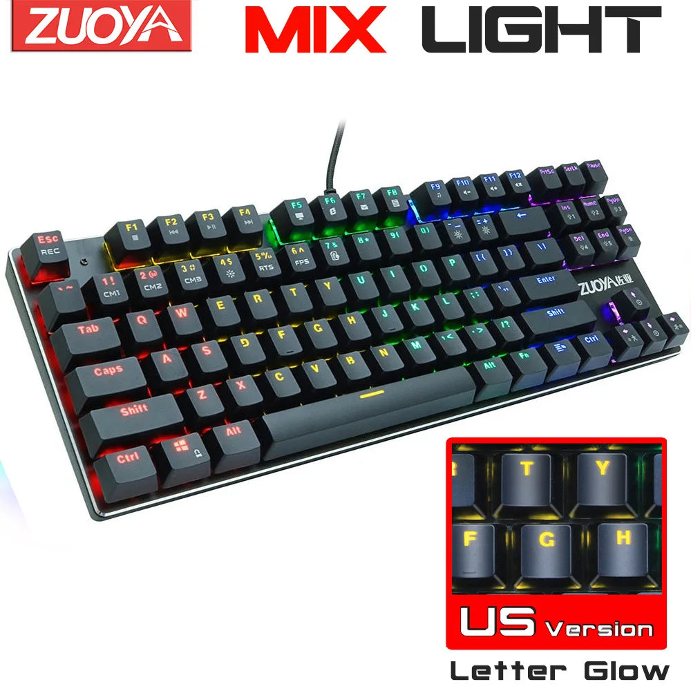 RGB Mix Backlit 87 104 Anti-ghosting Wired Gaming Keyboard