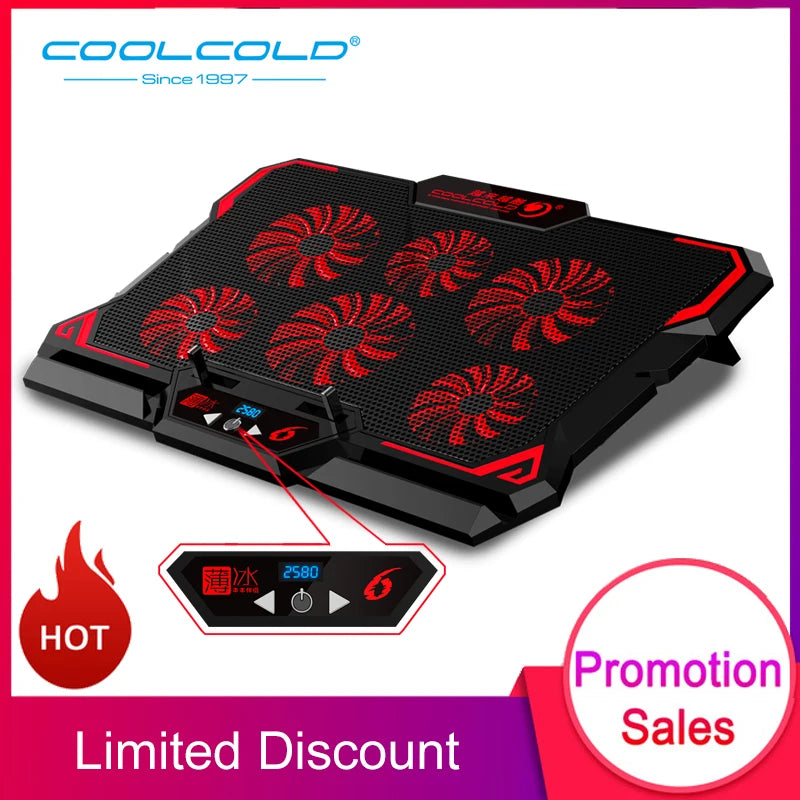 17inch Gaming Laptop Cooler with Six Fan and LED Screen