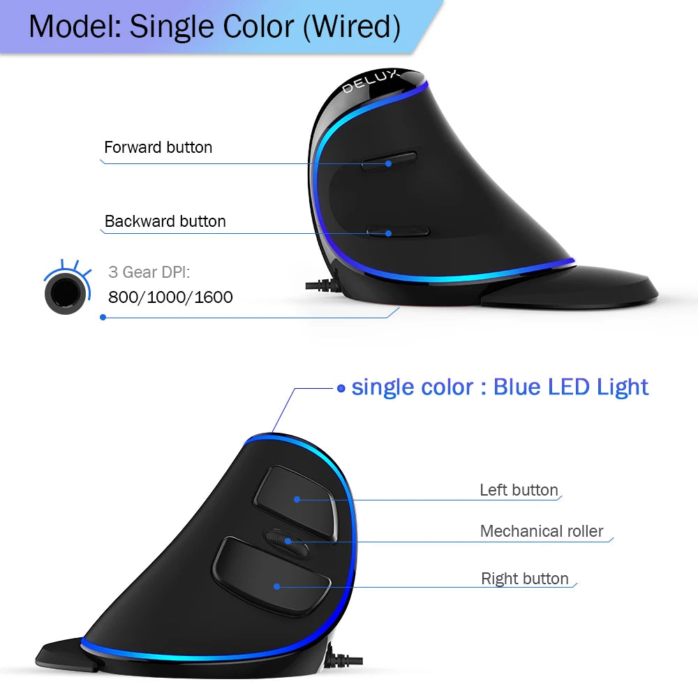 6 Buttons Ergonomics Vertical Gaming Mouse