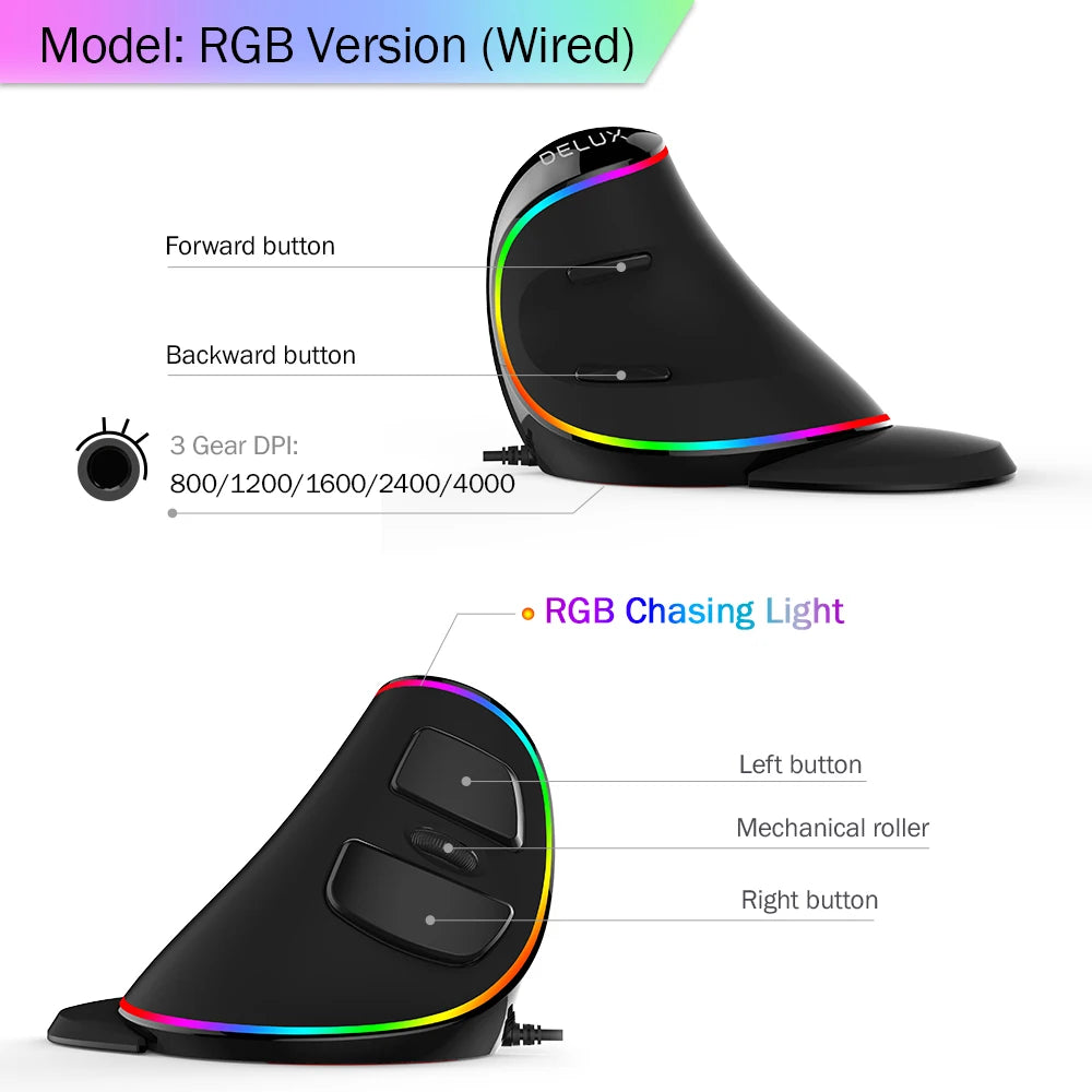 6 Buttons Ergonomics Vertical Gaming Mouse