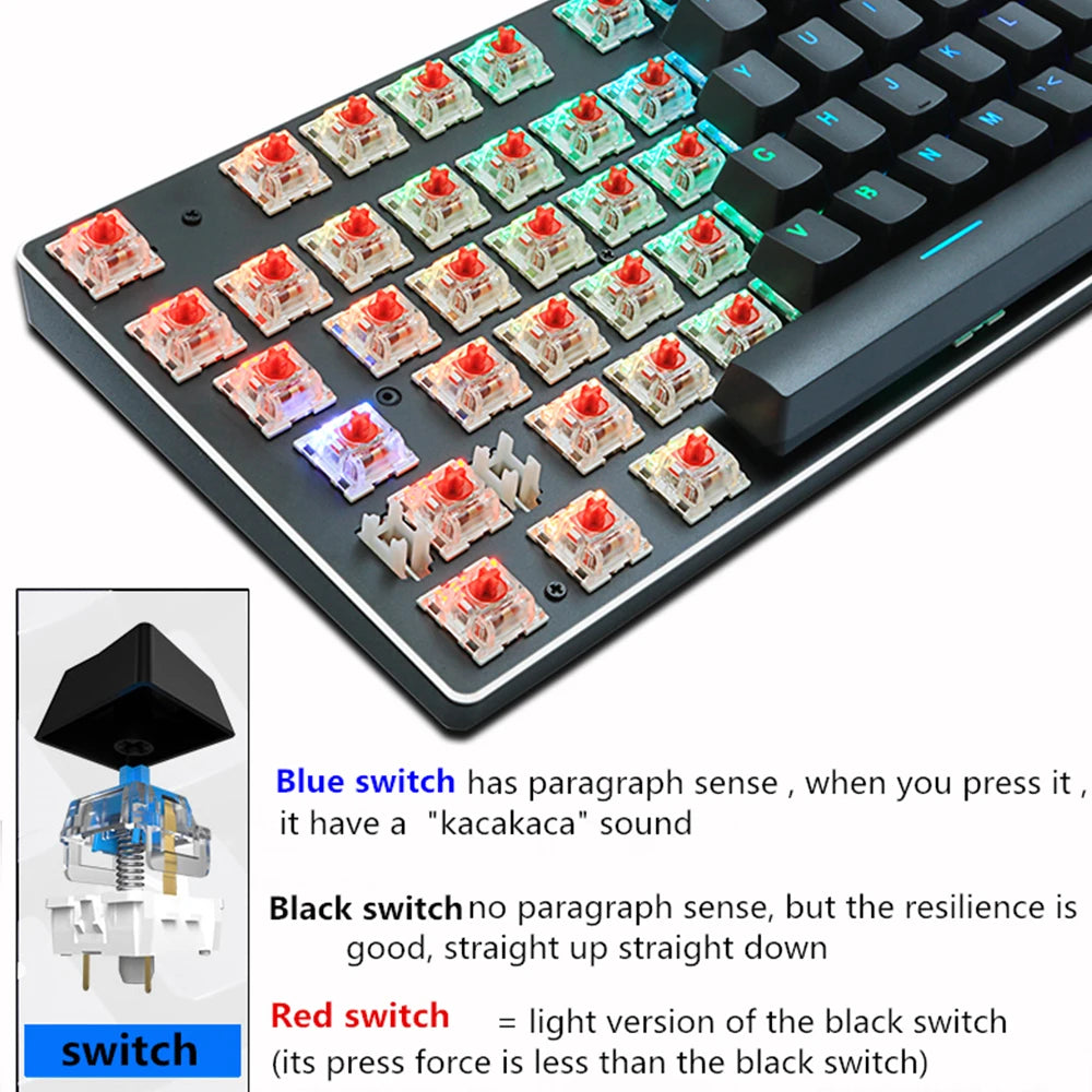 RGB Mix Backlit 87 104 Anti-ghosting Wired Gaming Keyboard