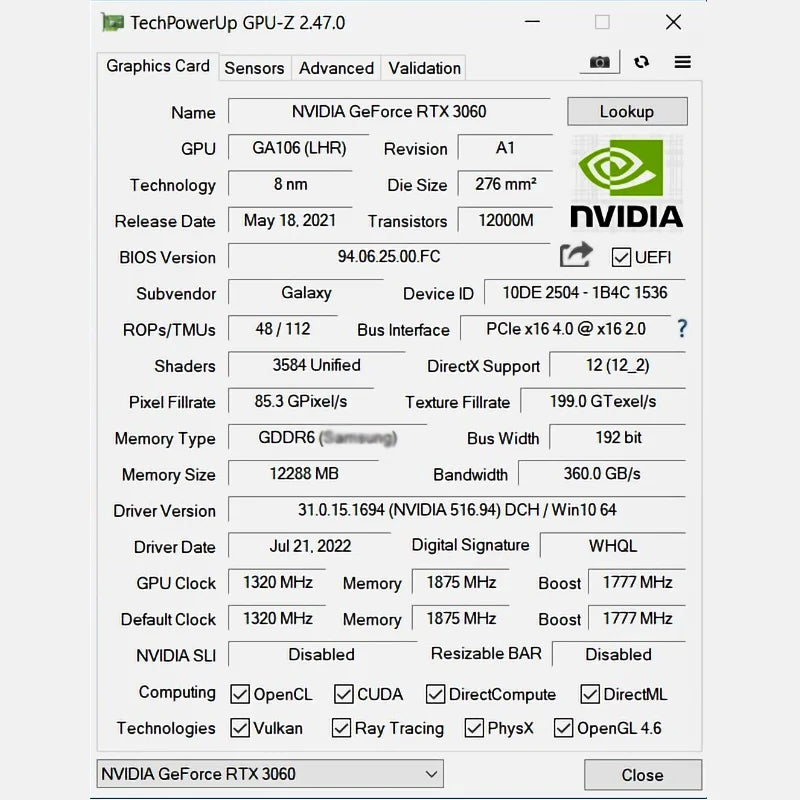 New Graphic Card GDDR6 rtx 3060 3060Ti 8G 12G