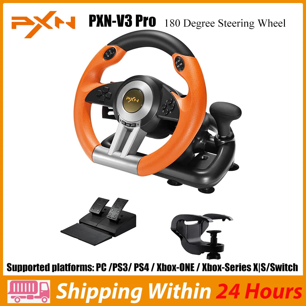 Gaming Steering Wheel with Pedals for PS3/PS4 /Xbox One/Nintendo Switc/Xbox