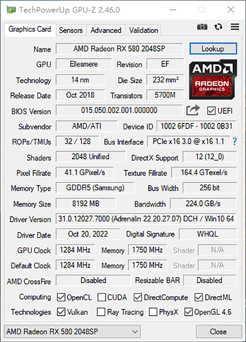 100% NEW Video Card RX 580 8GB AMD Radeon 256Bit 2048SP GDDR5 GPU RX580 8G
