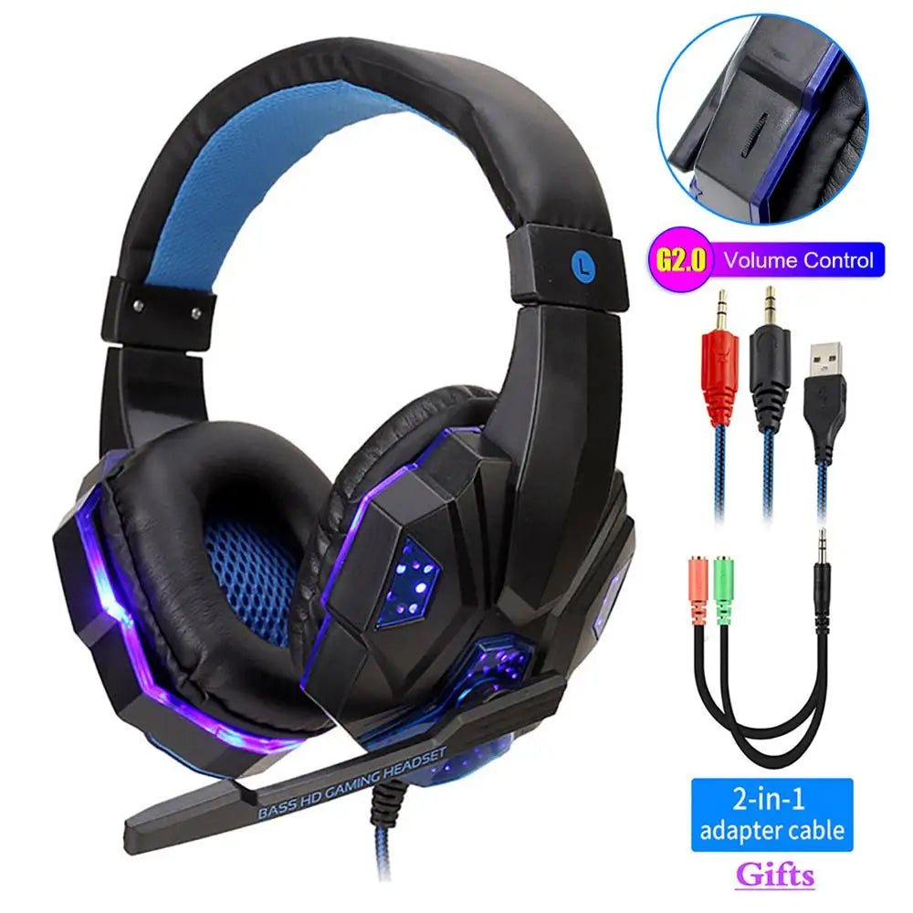 Professional LED Light Wired Gaming Headphones With Microphone