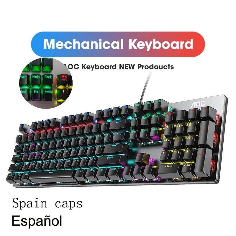 Light green RGB Metal Panel Mechanical Keyboard