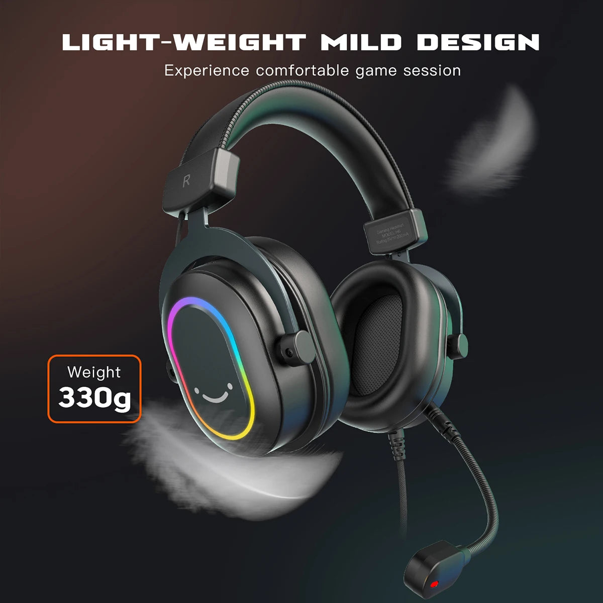 Fifine Dynamic RGB Gaming Headset with Mic Over-Ear Headphones