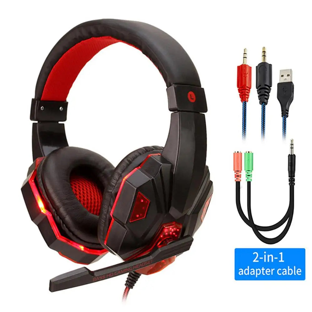 Professional LED Light Wired Gaming Headphones With Microphone