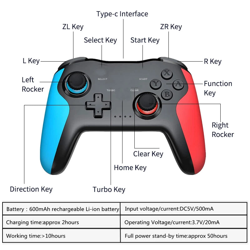 2PCS Bluetooth 2.4G Wireless Controller For Nintendo