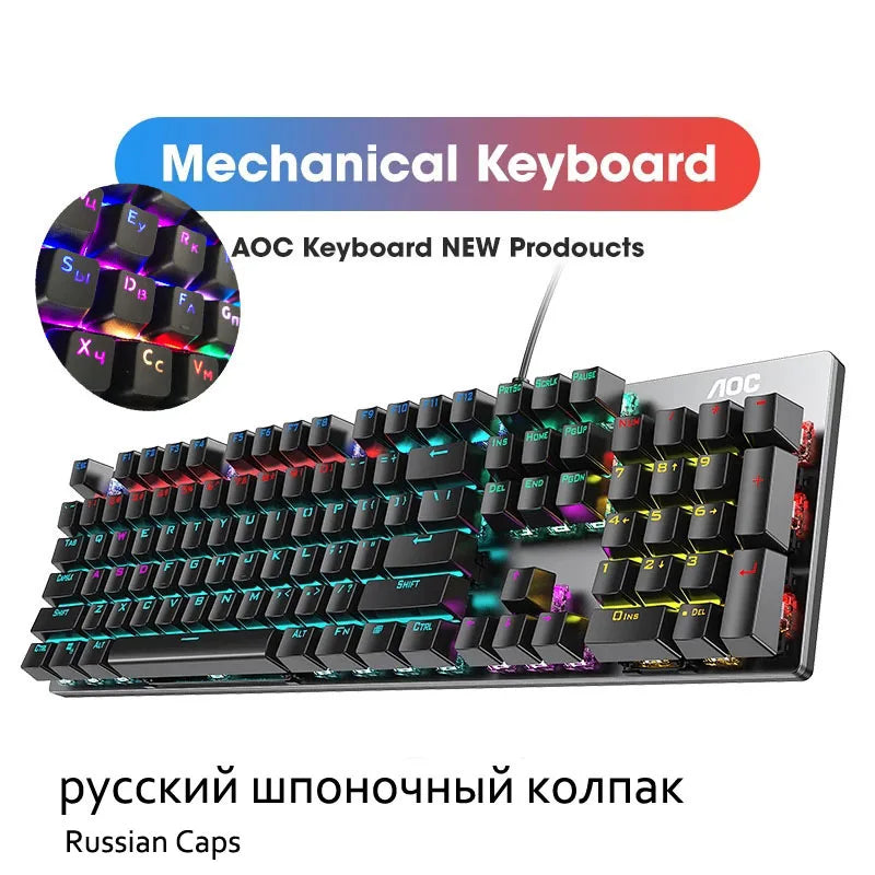 Light green RGB Metal Panel Mechanical Keyboard