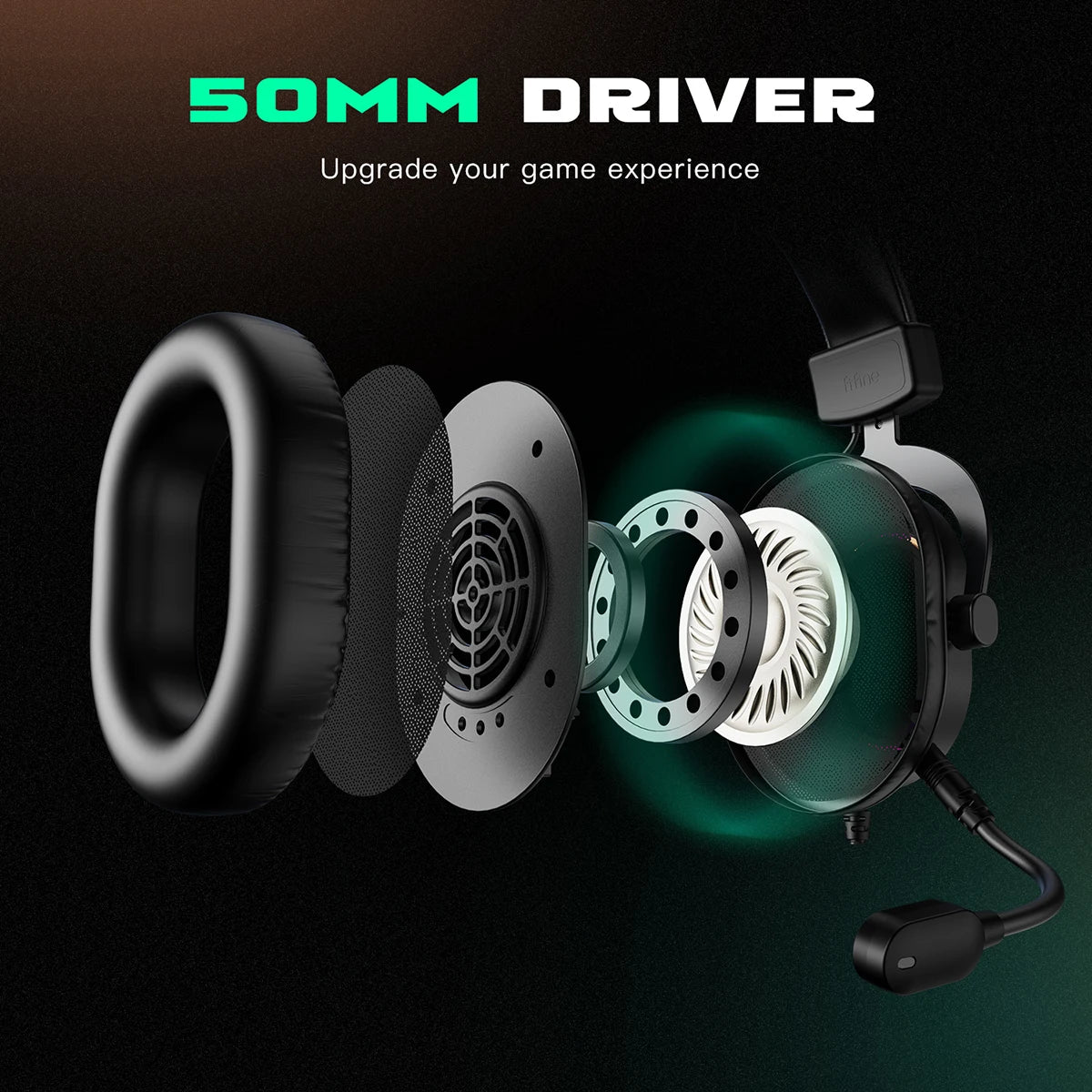 Fifine Dynamic RGB Gaming Headset with Mic Over-Ear Headphones