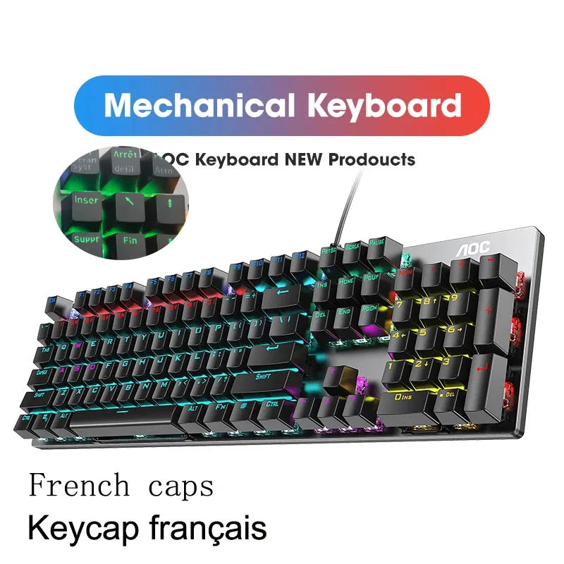 Light green RGB Metal Panel Mechanical Keyboard