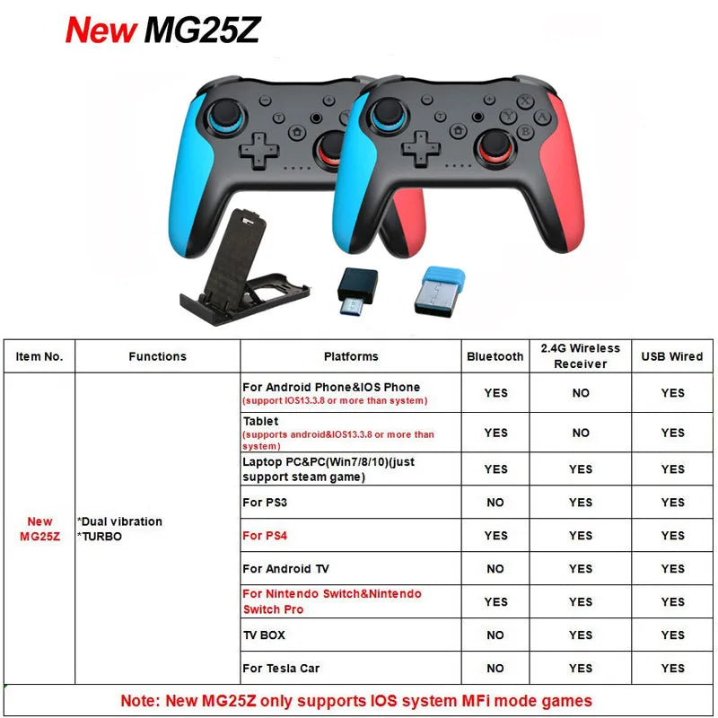 2PCS Bluetooth 2.4G Wireless Controller For Nintendo