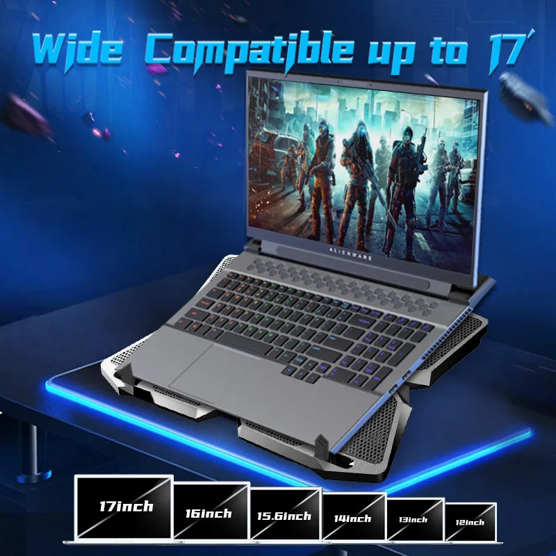 Laptop Gaming Cooler Stand with Four Fan and 2 USB Ports for 14-17inch Laptop